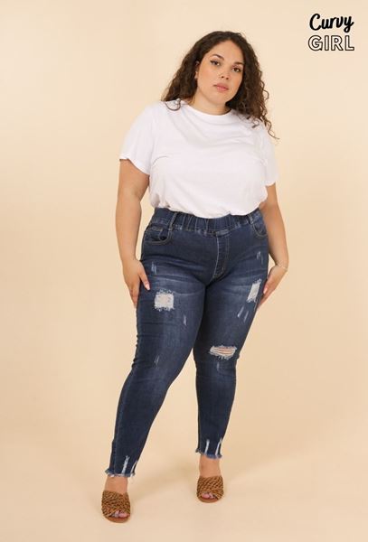 Picture of PLUS SIZE RIPPED PULL UP STRETCH JEANS ULTRA COMFORT